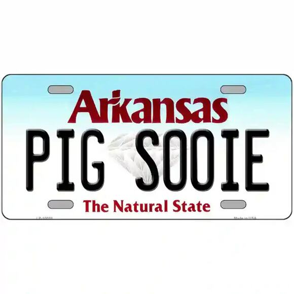 NCAA Razorbacks License Plate Auto Pig Sooie Truck Sign New Arkansas Wall - Picture 1 of 3